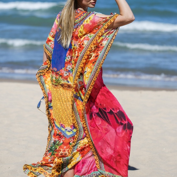 LuzVun Other - Fiesta long silk crepe digital print kaftan